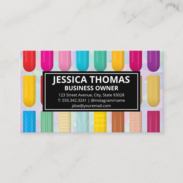 Decorative Nail Pattern | Geometric Background Business Card (Front)