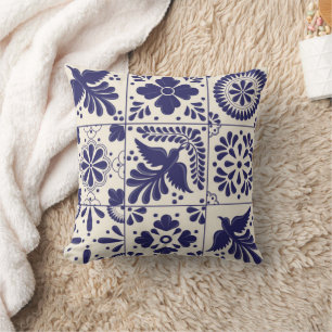 Decorative Nile Blue Mexican Traditional Talavera  Cushion