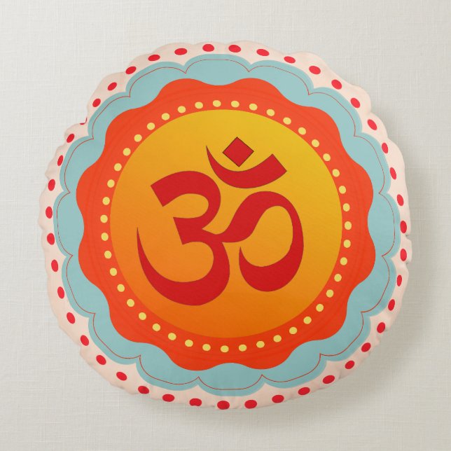 Decorative Om  Round Cushion (Front)