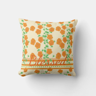 Decorative Orange Flowered Cushion