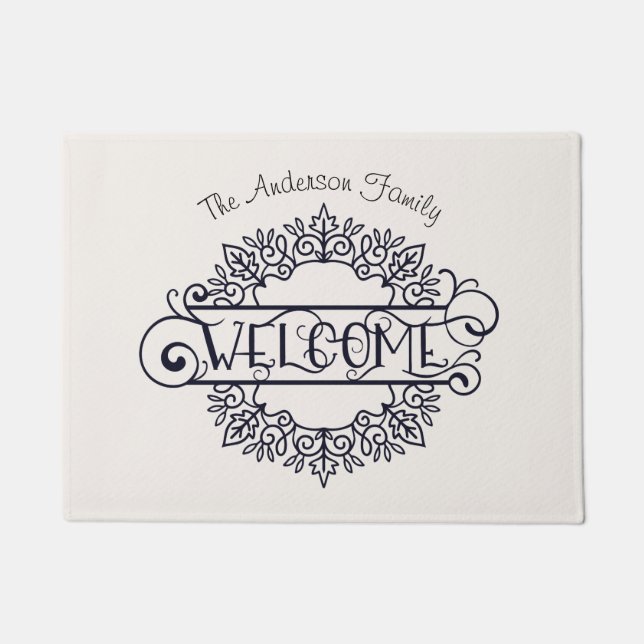 Decorative ornament welcome family Door Mat (Front)