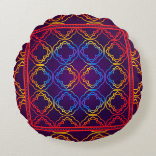 Decorative Ornament With Geometric Decoration. Sym Round Cushion