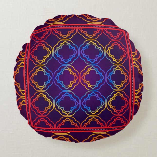 Decorative Ornament With Geometric Decoration. Sym Round Cushion (Front)