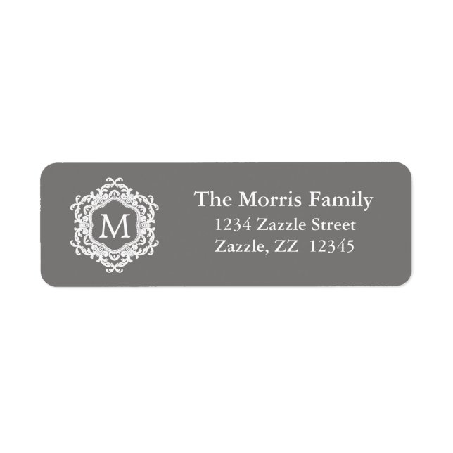 Decorative Ornamental Frame Grey white Monogram (Front)