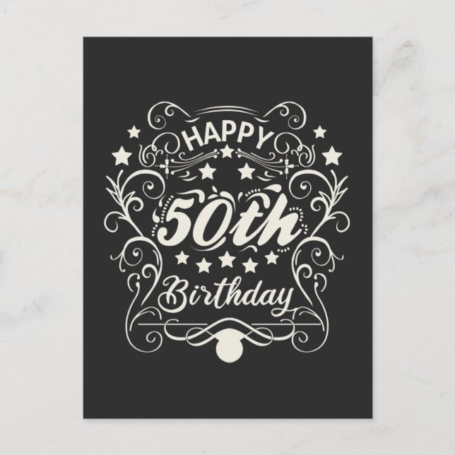 Decorative ornamental Happy 50th Birthday. Postcard (Front)