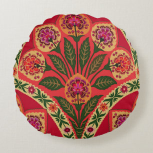 Decorative ornamental oriental style seamless flor round cushion