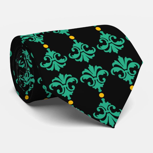 Decorative Ornate Damask Stripe Tie (Rolled)