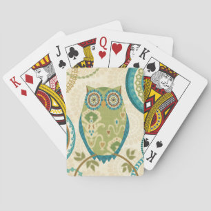 Decorative Owl with Circular Designs Playing Cards