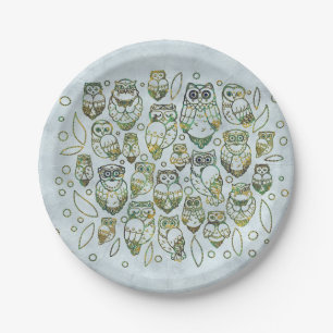 Decorative Owls Paper Plate