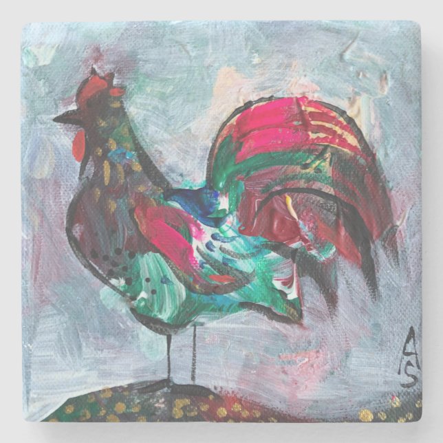 Decorative painting acrylic bird  stone coaster (Front)