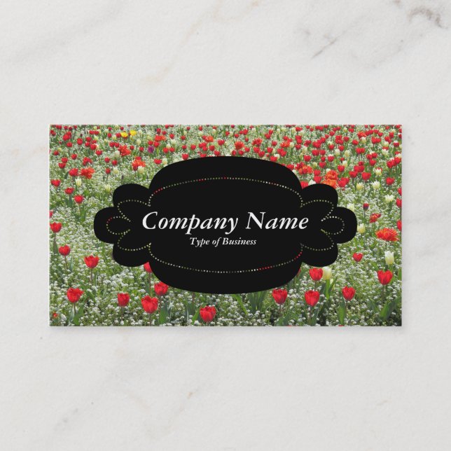 Decorative Panel 01 - Black - Bed of Tulips Business Card (Front)