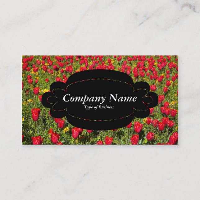 Decorative Panel 01 - Black - Red Tulips Business Card (Front)
