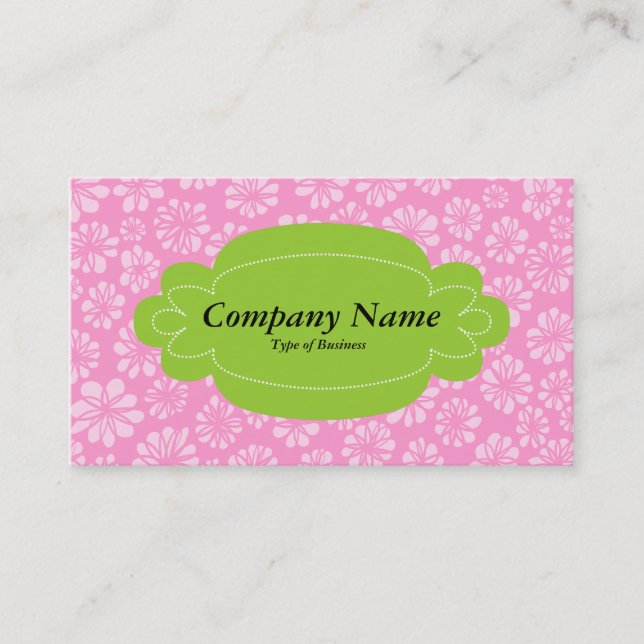 Decorative Panel 01 - Martian Green - Pink Floral Business Card (Front)