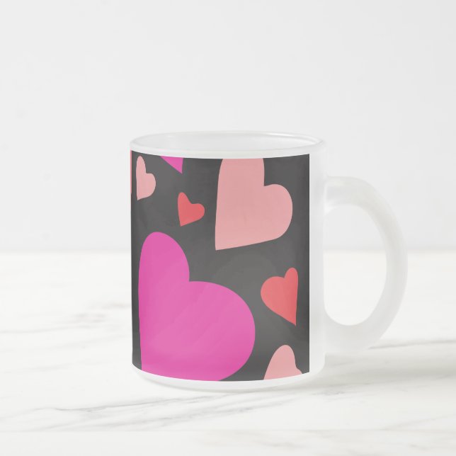 Decorative paper heart 1 frosted glass coffee mug (Right)