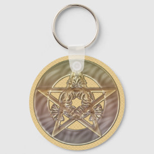 Decorative Pastel Peach Pentacle Keychain
