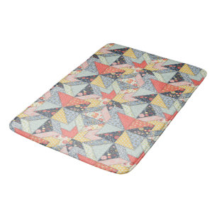 Decorative Patchwork Pattern and Array of Colours Bath Mat