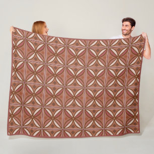 Decorative pattern in rusty pinks and terracottas fleece blanket