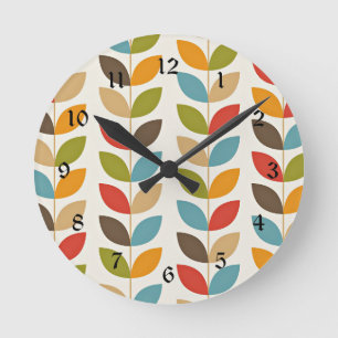 Decorative pattern in vibrant colours round clock
