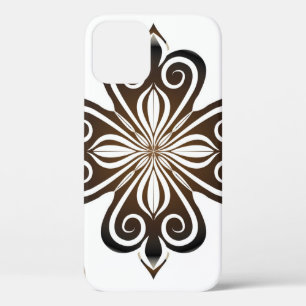 Decorative pattern of brown baroque motif with Flo iPhone 12 Case