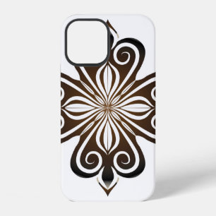 Decorative pattern of brown baroque motif with Flo iPhone 12 Case