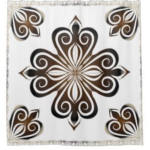 Decorative pattern of brown baroque motif with Flo Shower Curtain