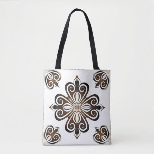 Decorative pattern of brown baroque motif with Flo Tote Bag