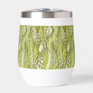 Decorative pattern of lines and leaves