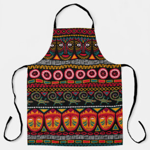 Decorative pattern on a black background in Africa Apron