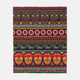 Decorative pattern on a black background in Africa Fleece Blanket