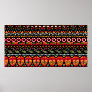 Decorative pattern on a black background in Africa Poster