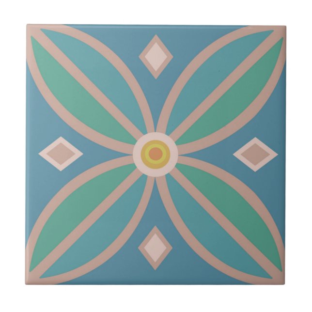 Decorative pattern pretty teals and pinks tile (Front)