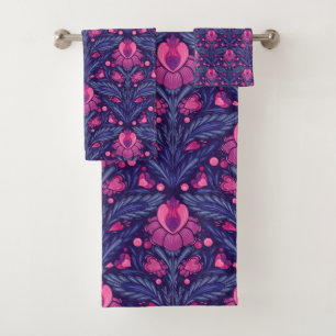 Decorative pattern with hearts bath towel set