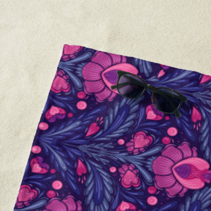 Decorative pattern with hearts beach towel