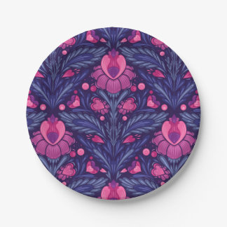 Decorative pattern with hearts paper plate