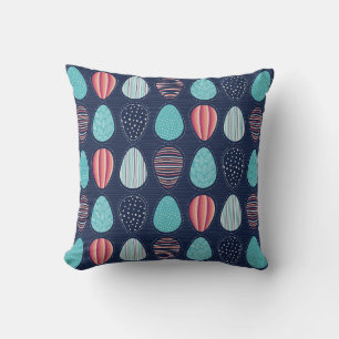 Decorative Patterned Egg Pattern on Dark Blue Cushion