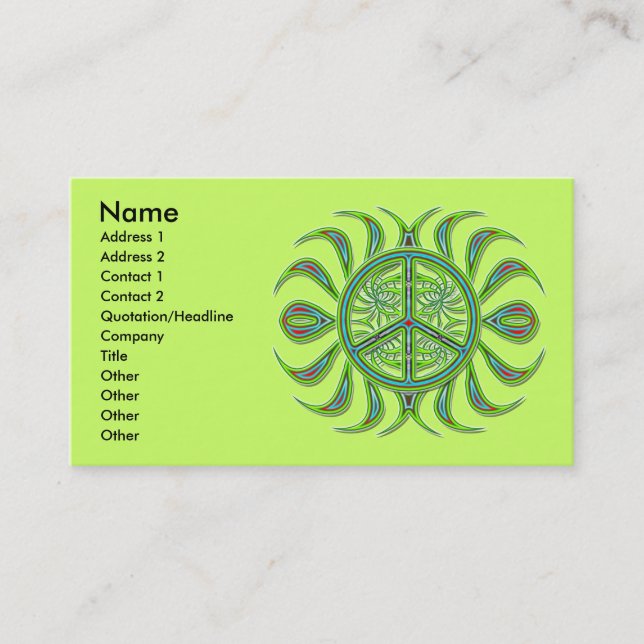 DECORATIVE PEACE SIGN BUSINESS CARDS (Front)