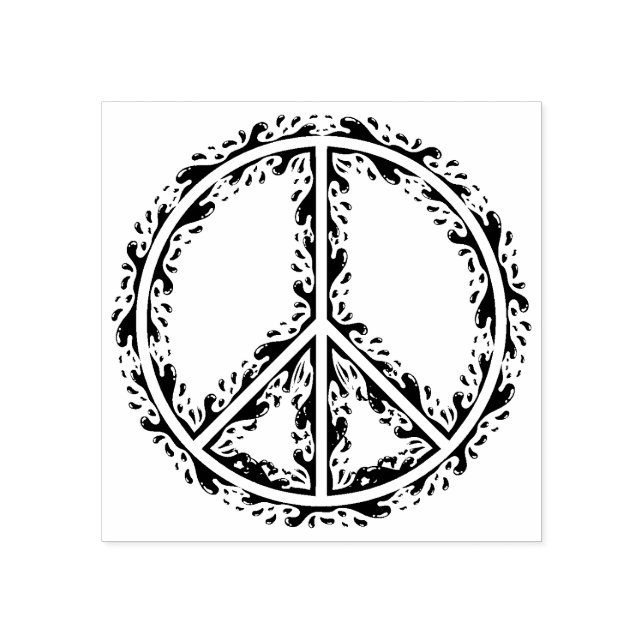 Decorative Peace Sign Rubber Stamp (Imprint)
