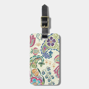 Decorative Peacock and Colourful Flowers Luggage Tag