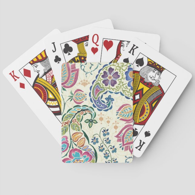 Decorative Peacock and Colourful Flowers Playing Cards (Back)