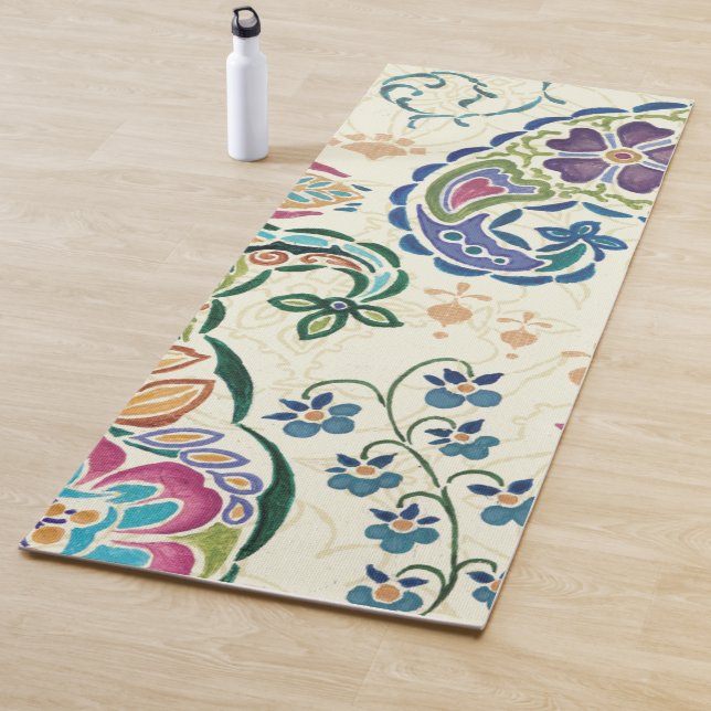 Decorative Peacock and Colourful Flowers Yoga Mat (In Situ)