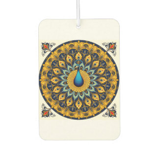 Decorative peacock bird on white car air freshener