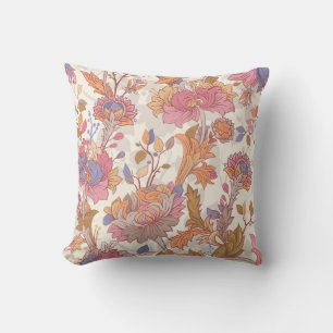 Decorative peonies: colourful floral pattern. cushion
