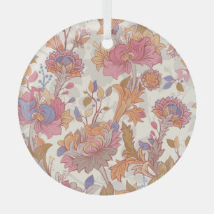 Decorative peonies: colourful floral pattern. glass tree decoration