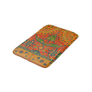Decorative Persian Floral Print Bath Mat