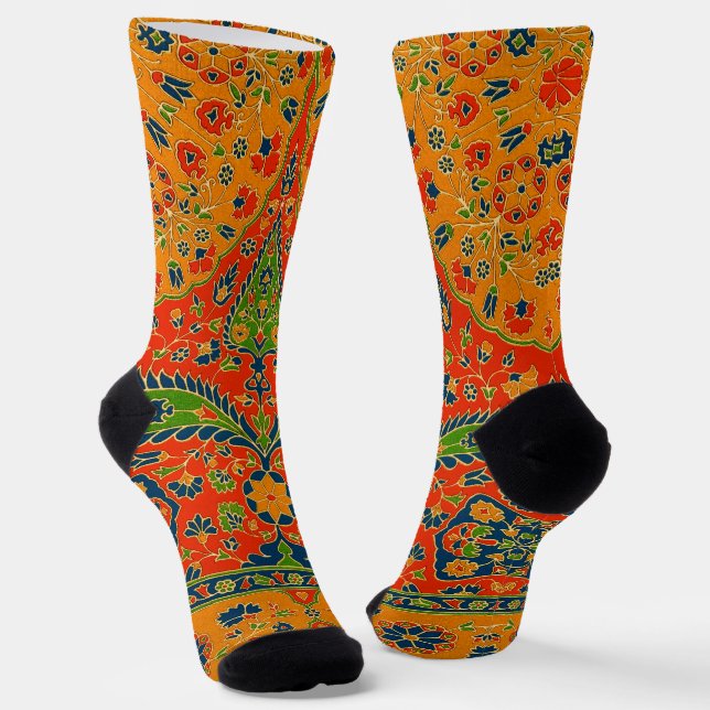 Decorative Persian Floral Print Socks (Angled)