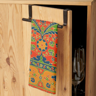 Decorative Persian Floral Print Tea Towel