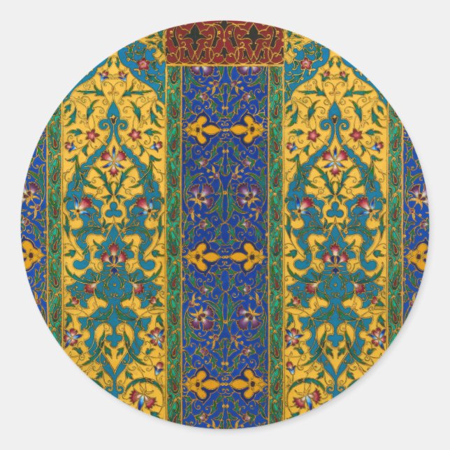 Decorative Persian Intricate Floral Pattern Classic Round Sticker (Front)