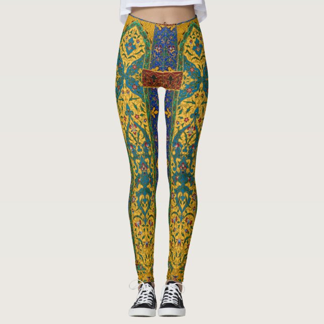 Decorative Persian Intricate Floral Pattern Leggings (Front)