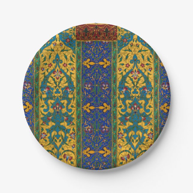 Decorative Persian Intricate Floral Pattern Paper Plate (Front)