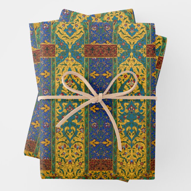 Decorative Persian Intricate Floral Pattern Wrapping Paper Sheet (In situ)